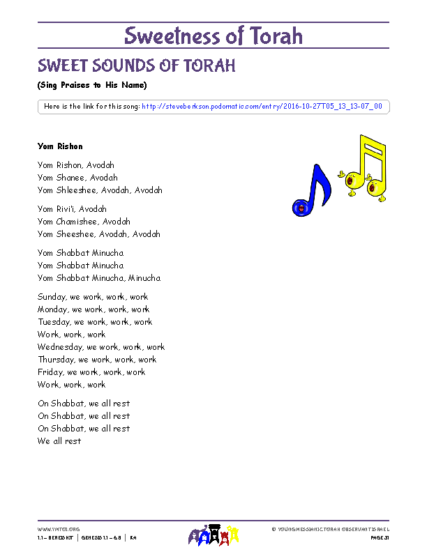 Sweet Sounds of Torah (song corresponding to the parsha)