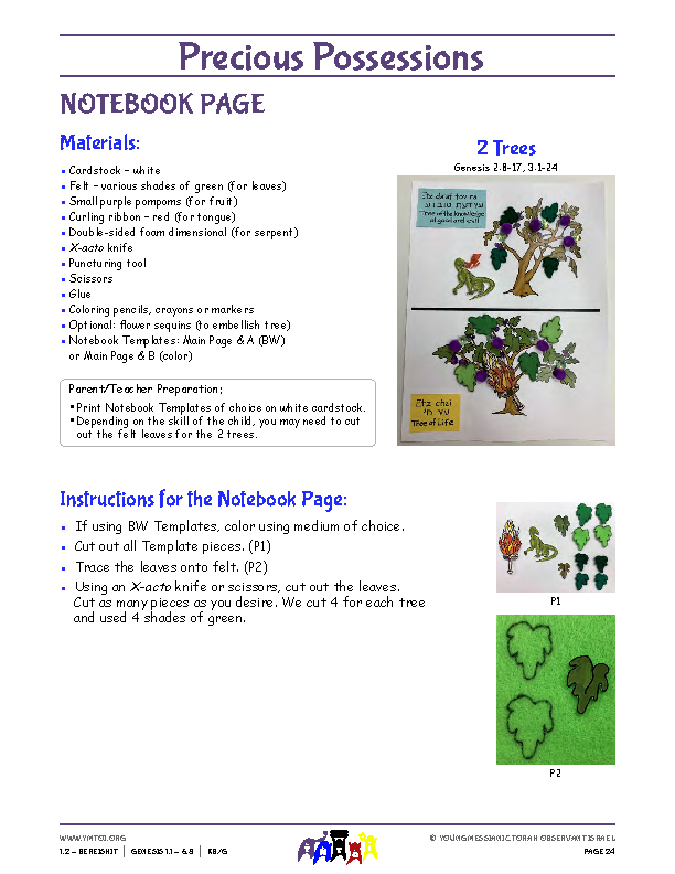 Notebook Page Instructions