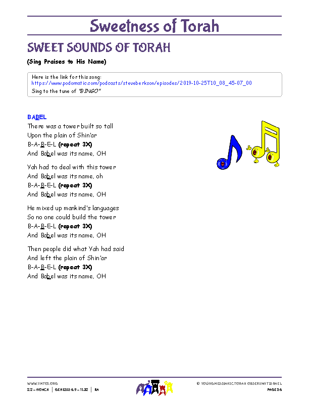 Sweet Sounds of Torah (song corresponding to the parsha)