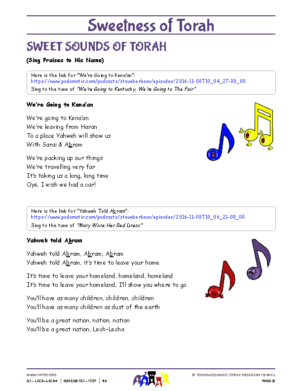 Sweet Sounds of Torah (song corresponding to the parsha)