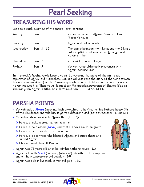 Parsha Points (main lesson content)