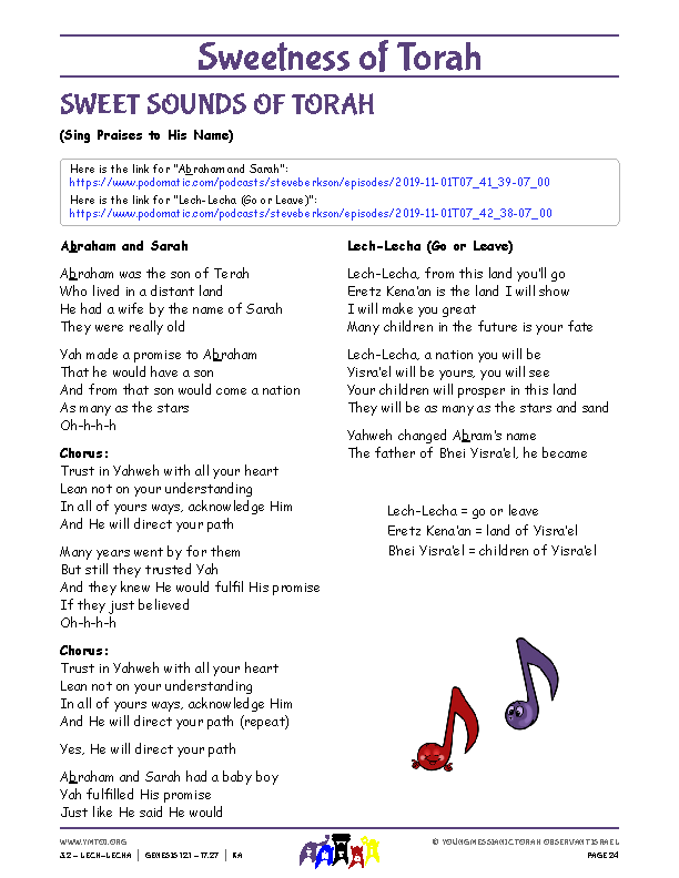 Sweet Sounds of Torah (song corresponding to the parsha)