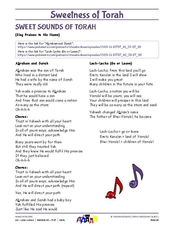 Sweet Sounds of Torah (song corresponding to the parsha)