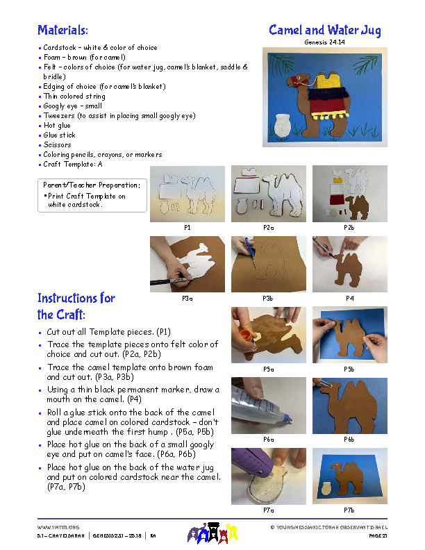 Craft Instructions - Camel and Water Jug