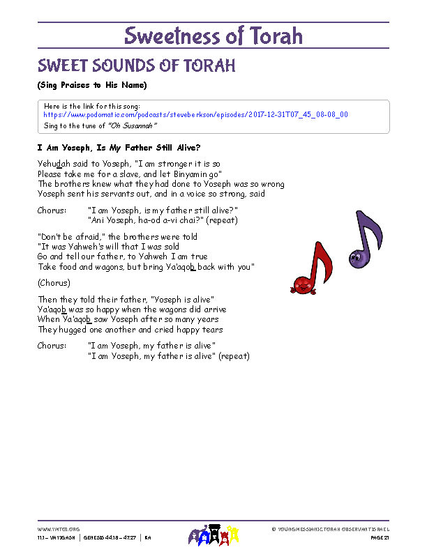 Sweet Sounds of Torah (song corresponding to the parsha)