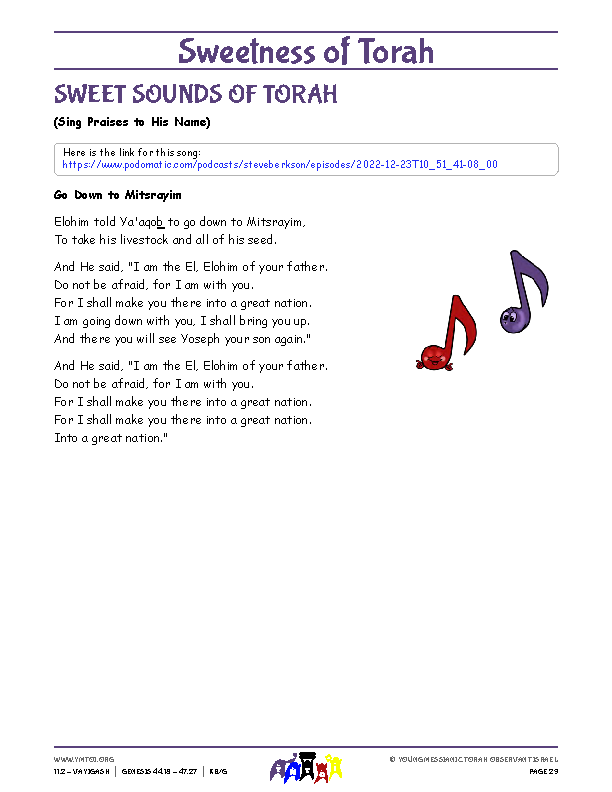 Sweet Sounds of Torah (song corresponding to the parsha)