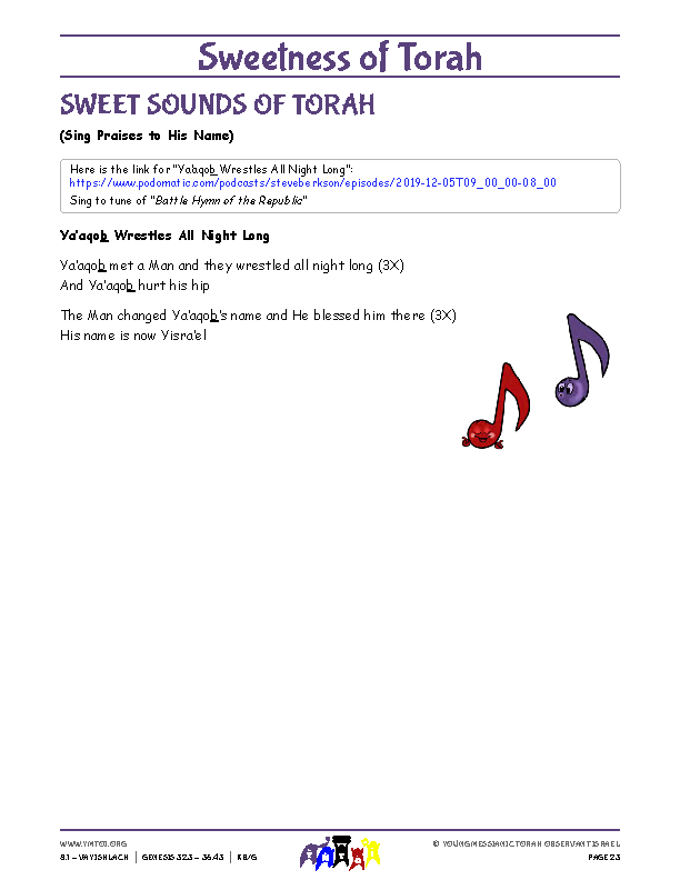 Sweet Sounds of Torah (song corresponding to the parsha)