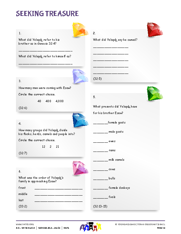 Seeking Treasure (questions from the parsha)