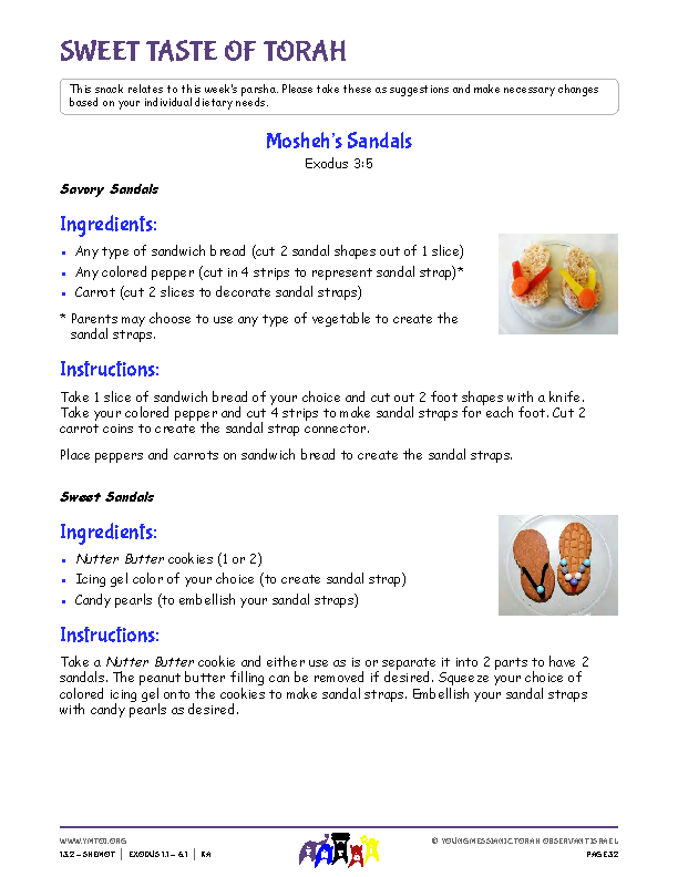Sweet Taste of Torah (snack corresponding to the parsha)