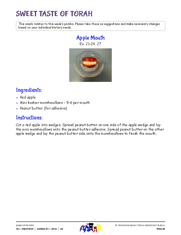 Sweet Taste of Torah (snack corresponding to the parsha)