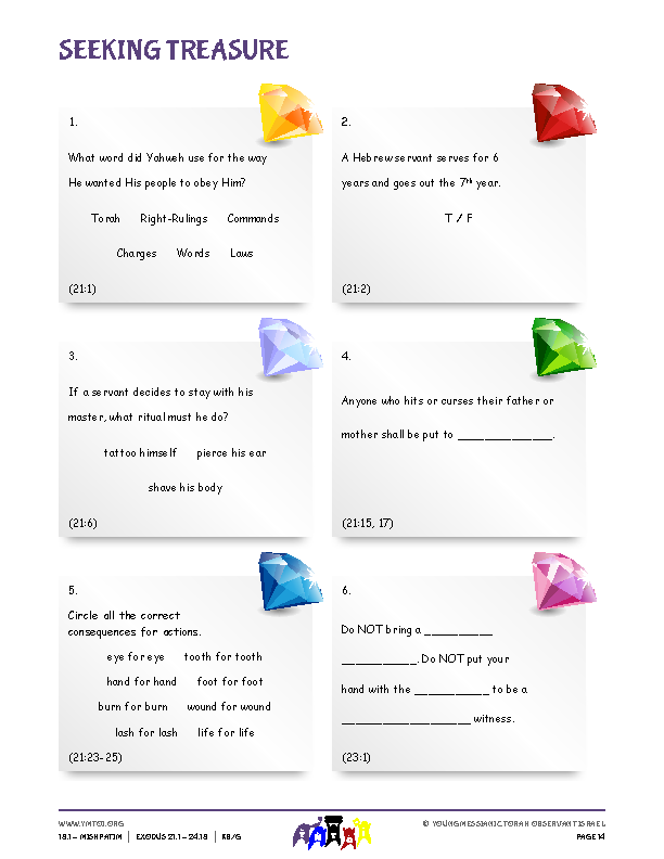 Seeking Treasure (questions from the parsha)