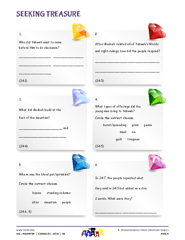 Seeking Treasure (questions from the parsha)