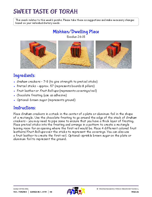 Sweet Taste of Torah (snack corresponding to the parsha)