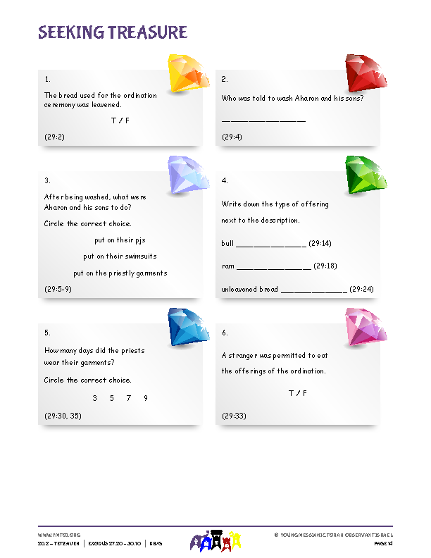 Seeking Treasure (questions from the parsha)