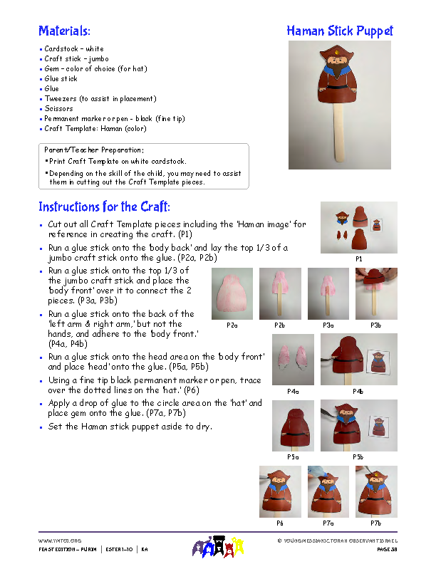 Haman Stick Puppet Instructions