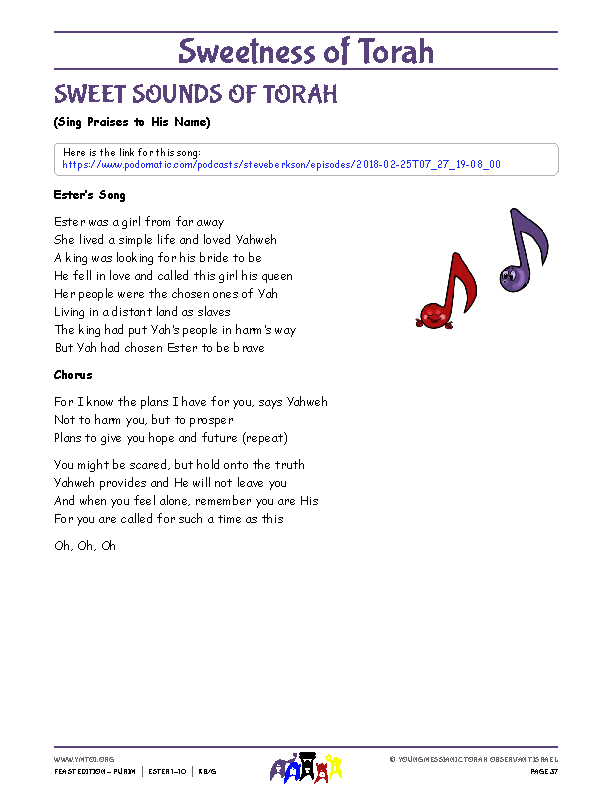 Sweet Sounds of Torah (song corresponding to the parsha)