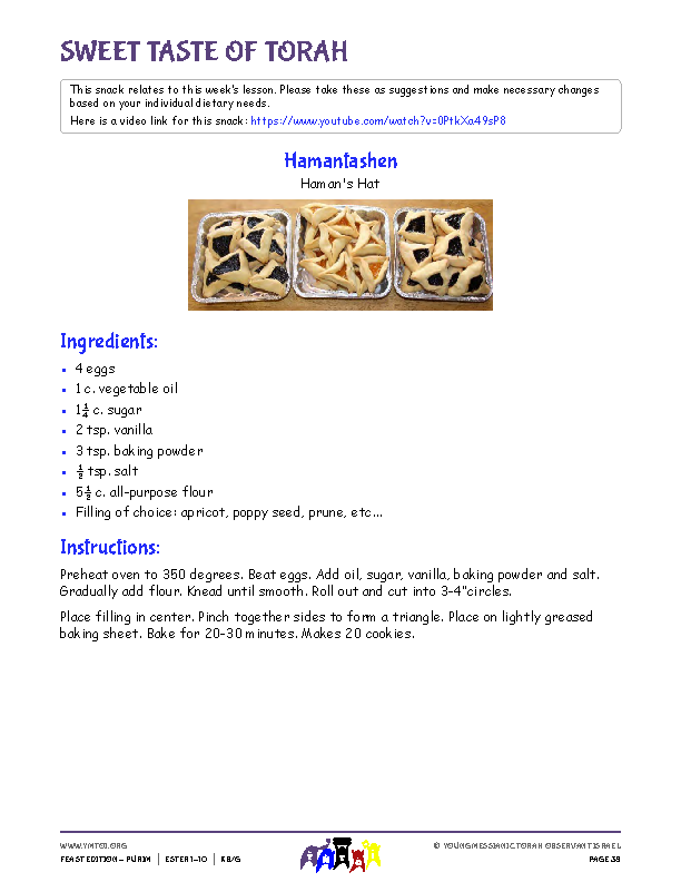 Sweet Taste of Torah (snack corresponding to the parsha)