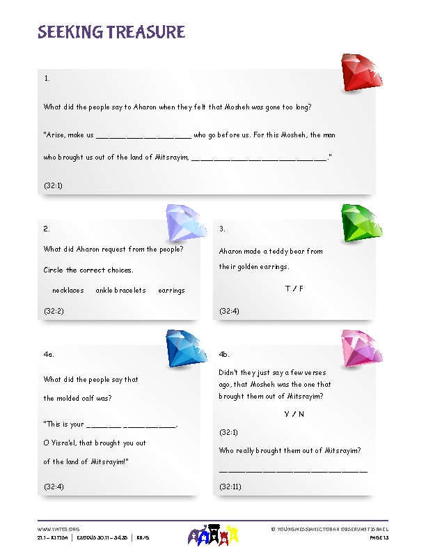 Seeking Treasure (questions from the parsha)