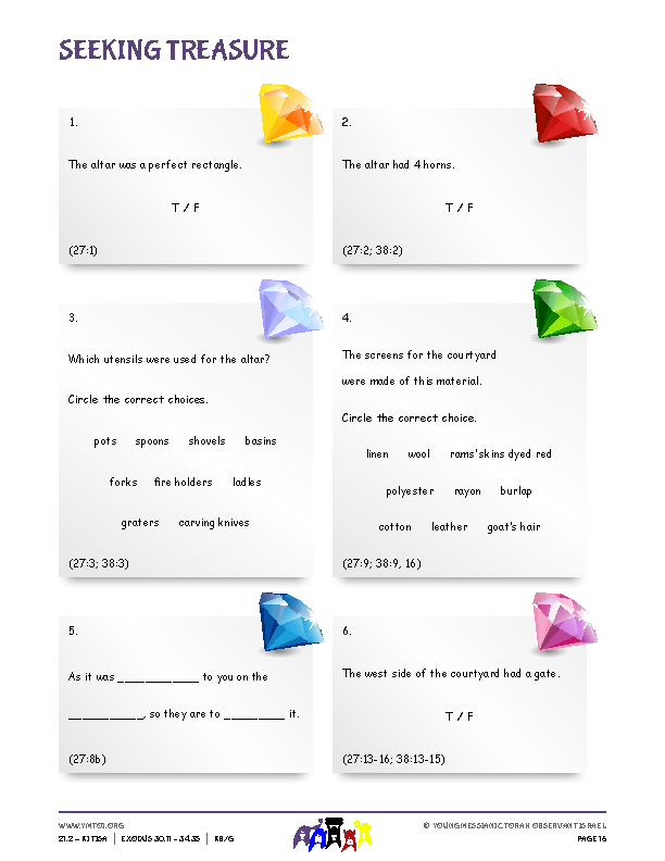 Seeking Treasure (questions from the parsha)