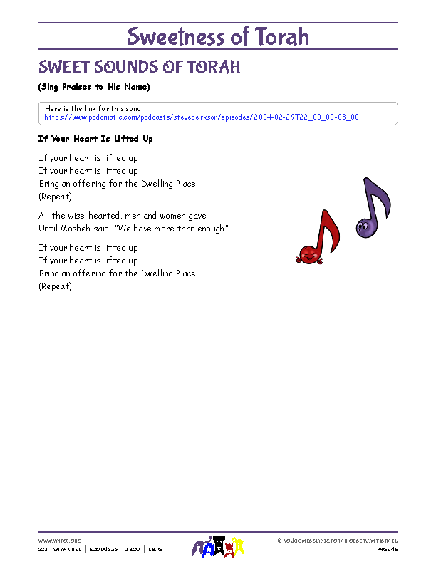 Sweet Sounds of Torah (song corresponding to the parsha)