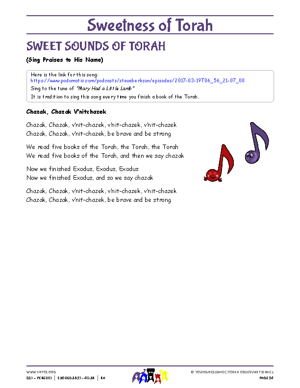 Sweet Sounds of Torah (song corresponding to the parsha)