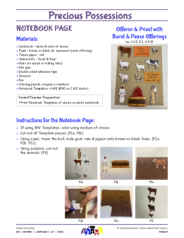 Notebook Page Instructions - Burnt & Peace Offering