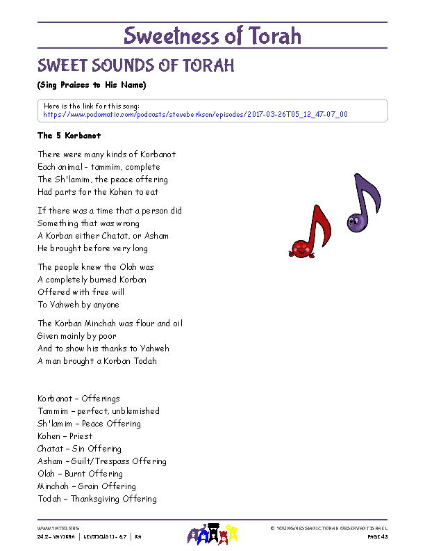 Sweet Sounds of Torah (song corresponding to the parsha)