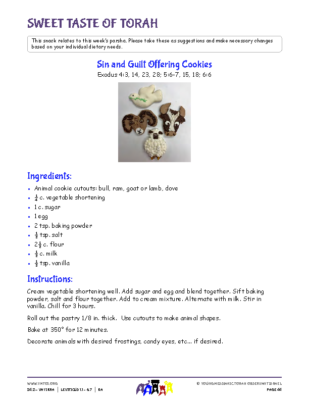 Sweet Taste of Torah (snack corresponding to the parsha)