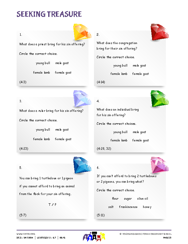 Seeking Treasure (questions from the parsha)