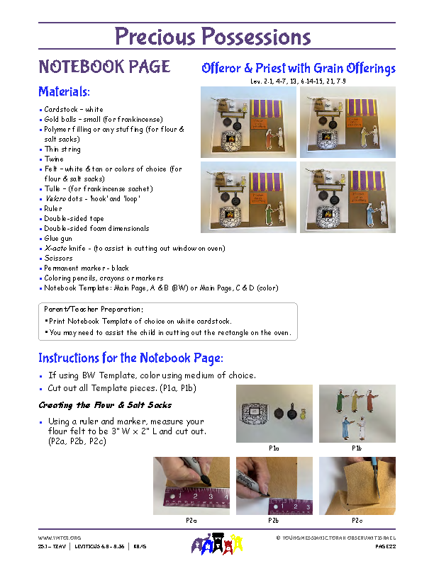 Notebook Page Instructions - Offeror & Priest with Grain Offerings