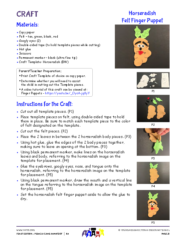 Craft Instructions - Horseradish Felt Finger Puppet