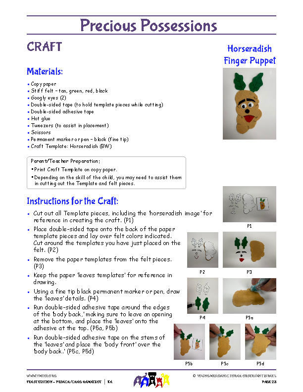 Craft Instructions - Horseradish Finger Puppet