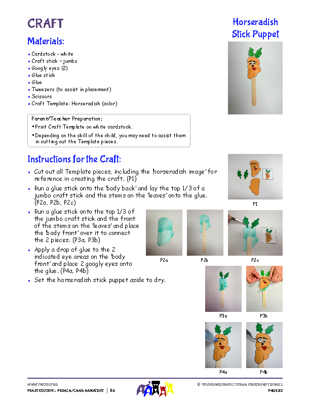 Craft Instructions - Horseradish Stick Puppet