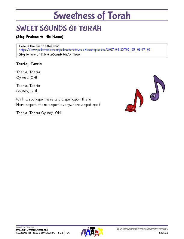 Sweet Sounds of Torah (song corresponding to the parsha)