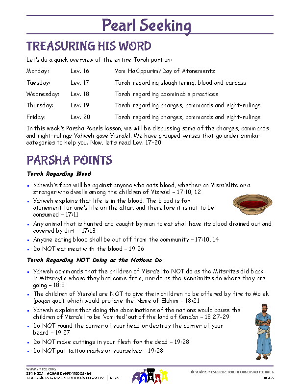 Parsha Points (main lesson content)