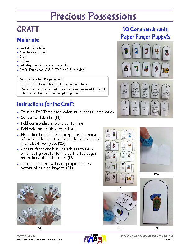 Craft Instructions - 10 Commandments Paper Finger Puppets