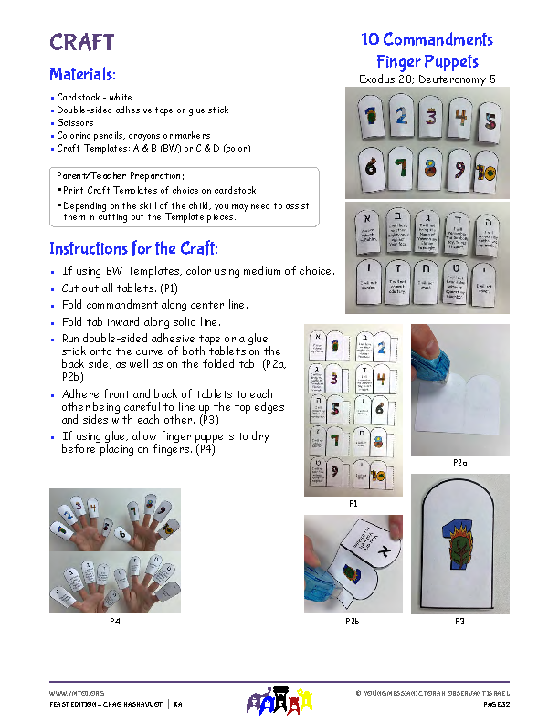 Craft Instructions - 10 Commandments Finger Puppet