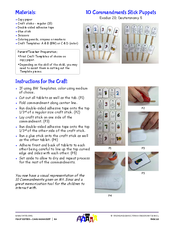 Craft Instructions - 10 Commandments Stick Puppet