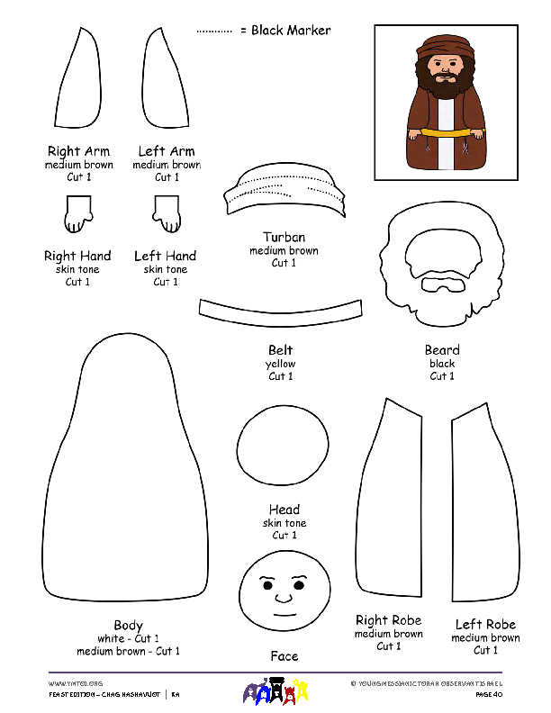 Craft Template - Bo'az Finger Puppet