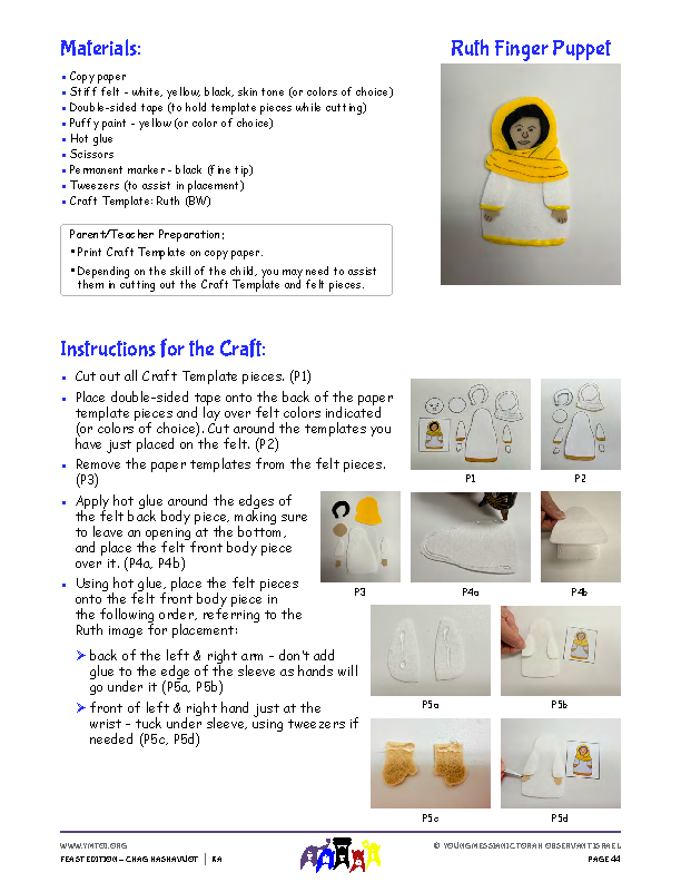 Craft Instructions - Ruth Finger Puppet