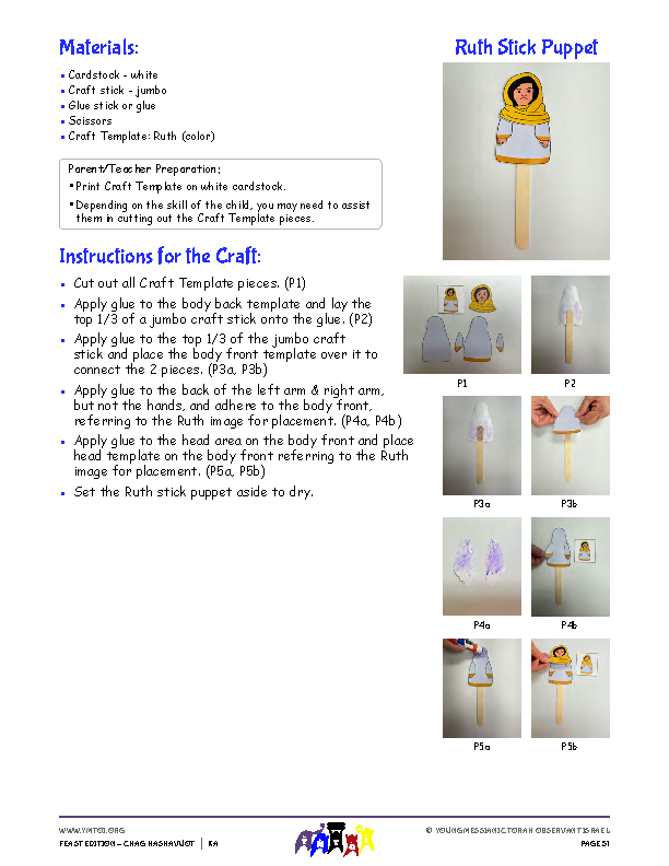 Craft Instructions - Ruth Stick Puppet