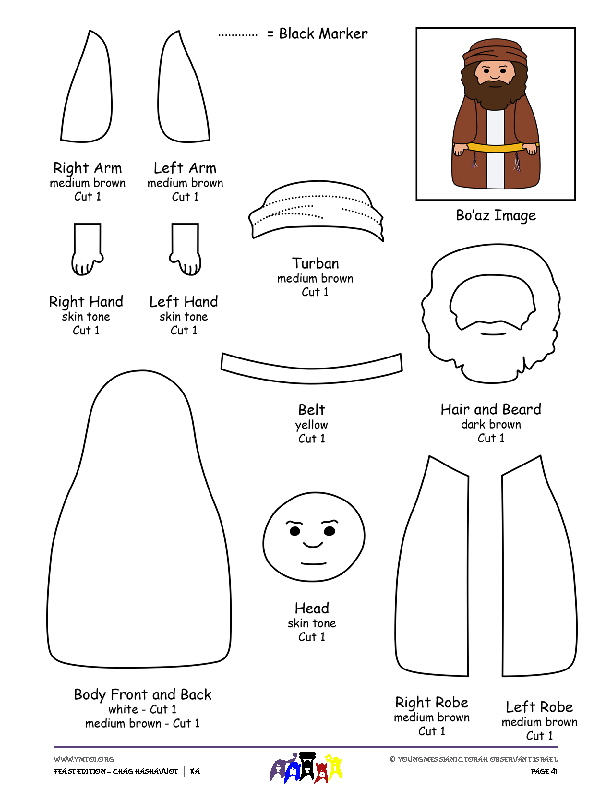 Craft Template - Bo'az Finger Puppet