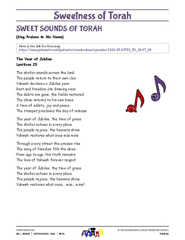 Sweet Sounds of Torah (song corresponding to the parsha)