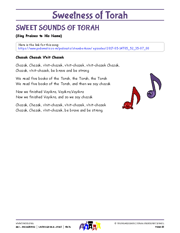 Sweet Sounds of Torah (song corresponding to the parsha)