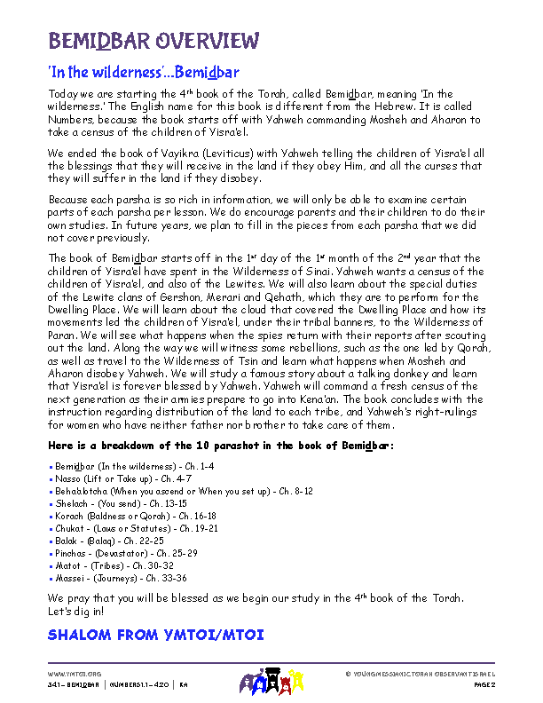 Bemi<u>d</u>bar Overview