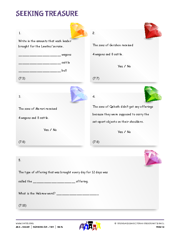 Seeking Treasure (questions from the parsha)