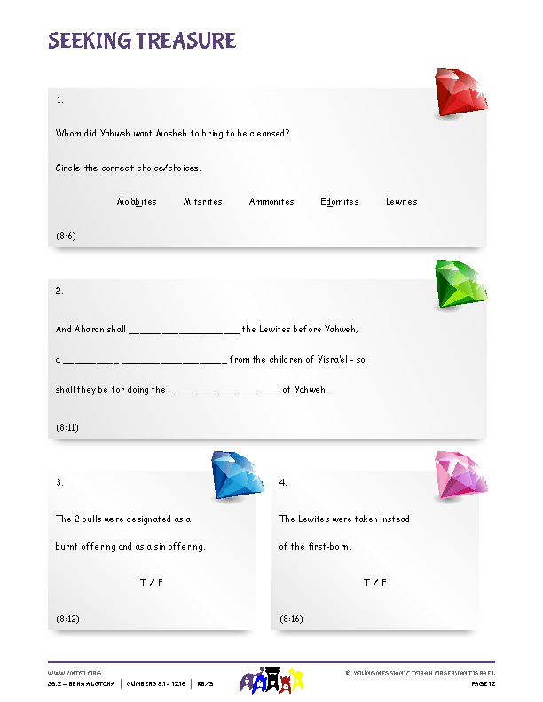 Seeking Treasure (questions from the parsha)