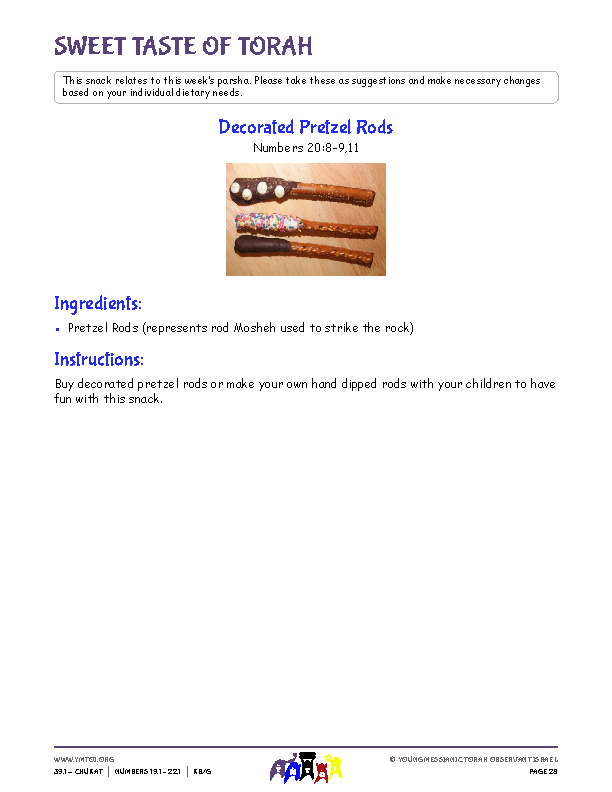Sweet Taste of Torah (snack corresponding to the parsha)