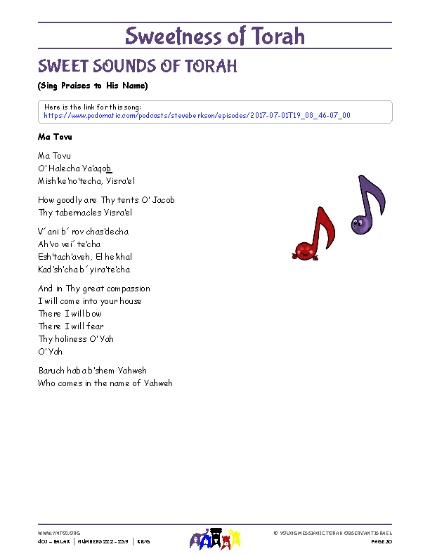 Sweet Sounds of Torah (song corresponding to the parsha)