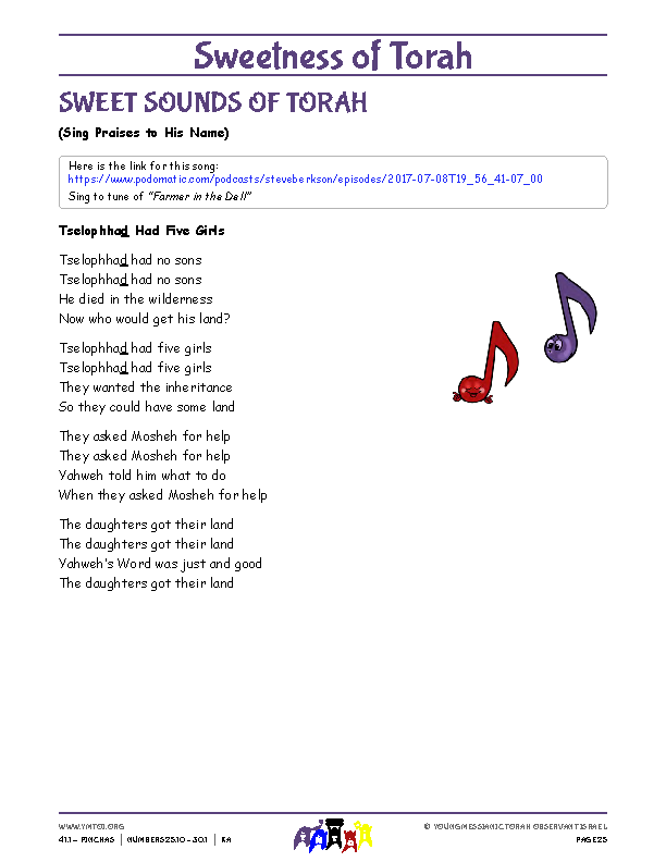 Sweet Sounds of Torah (song corresponding to the parsha)